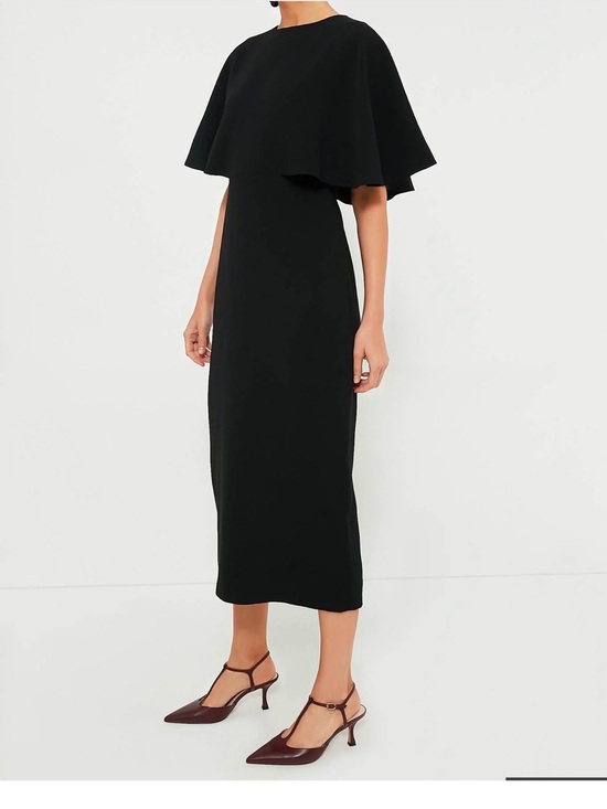 Tuckernuck Dresses & Skirts - Tuckernuck Black Midi Dress with Cape Overlay